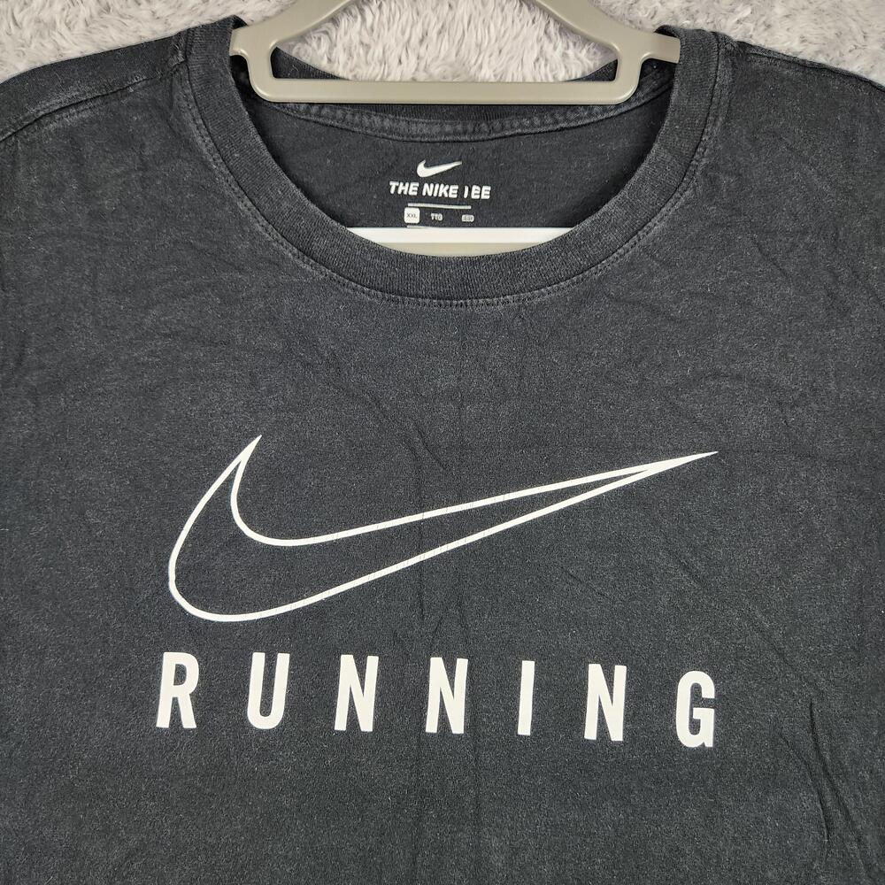 Nike Running Shirt Mens 2XL Gray Swoosh Graphic Sports Outdoor Athletic Workout